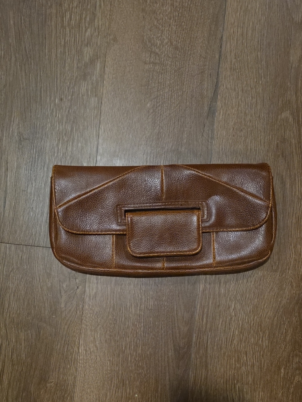 Atmosphere Brown Leather Clutch Wristlet